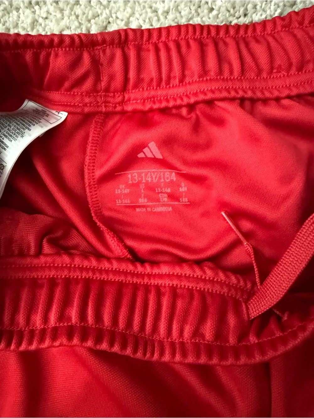 adidas Kids Black & Red Track Pants with White Stripes - Picture 3 of 4